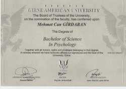 Diploma - Psikolog Can Girdaban